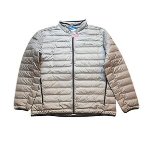 Mens Columbia Heritage Peak Goose 650 Down Jacket Heat Seal Sz XXL GRAY-NAVY